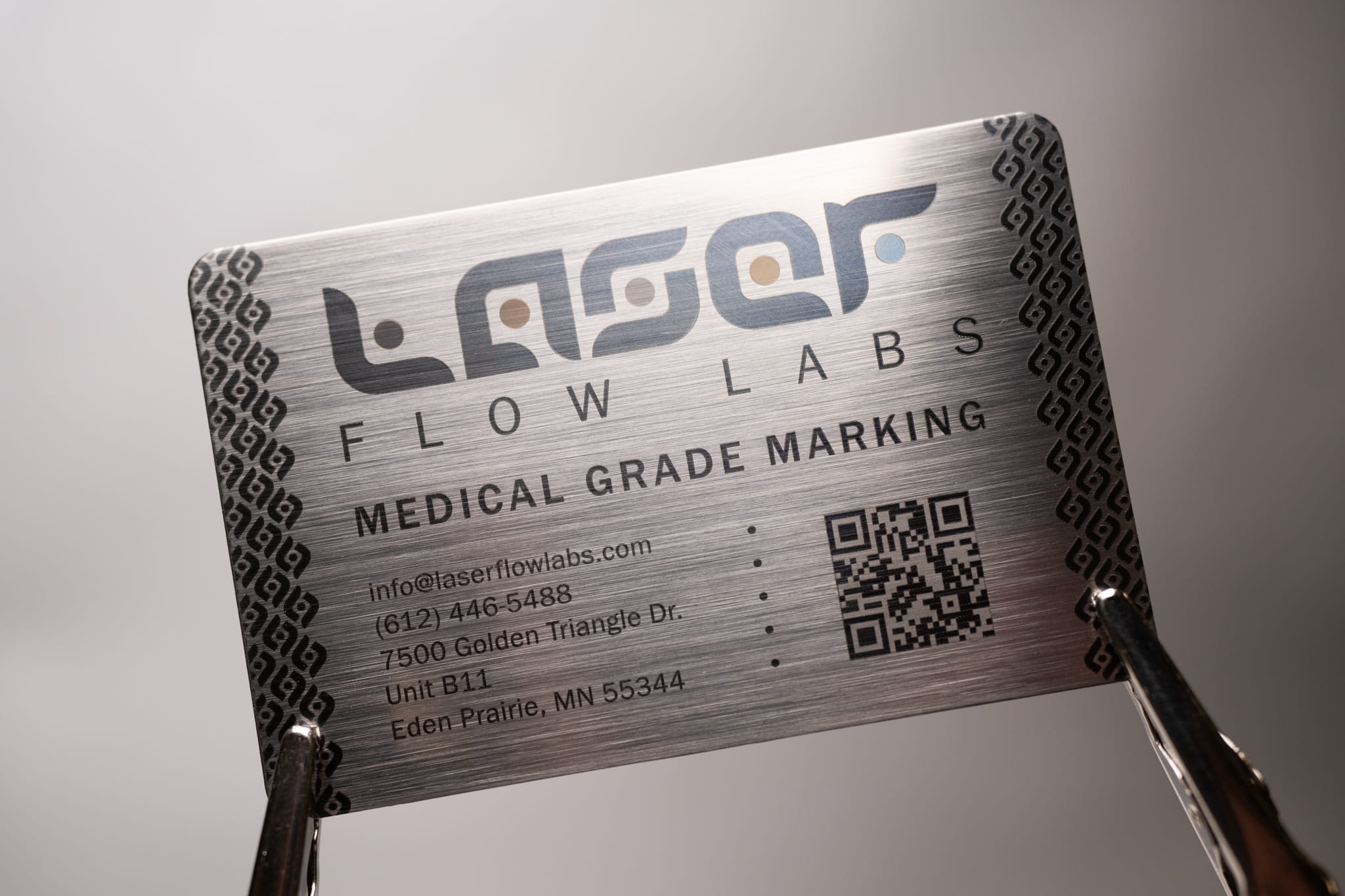 Medical grade laser marking on stainless steel — Data Matrix and QR code by Laser Flow Labs